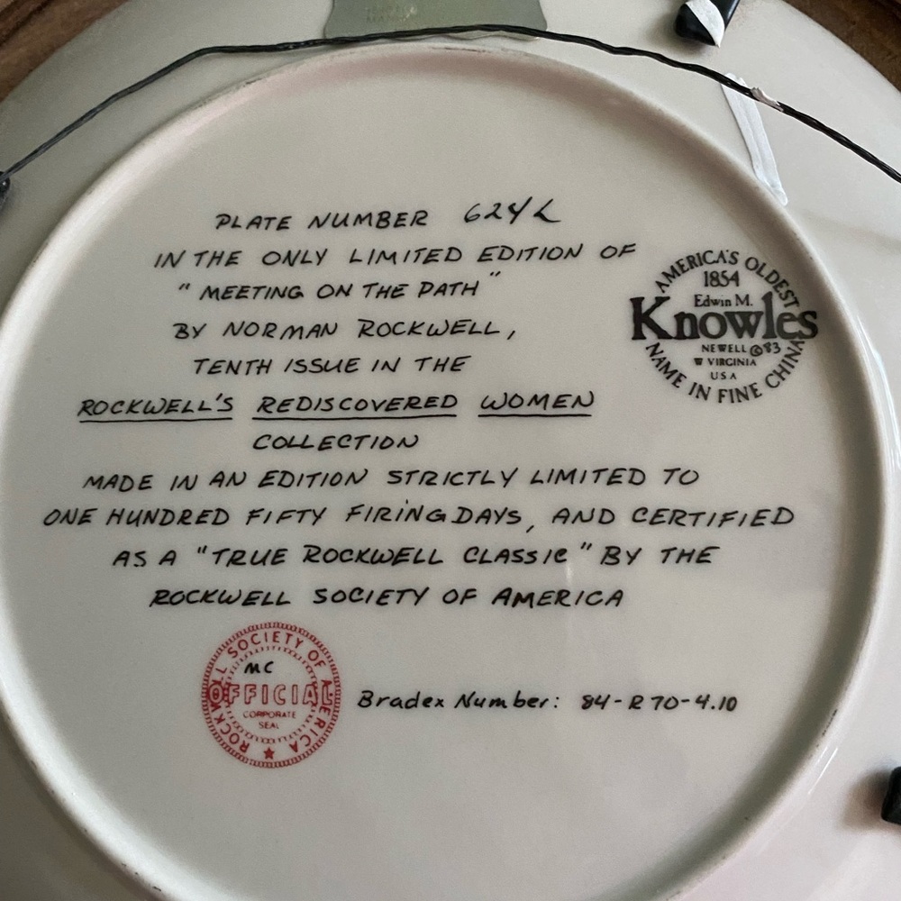 Norman Rockwell Collection Plate. Limited Edition